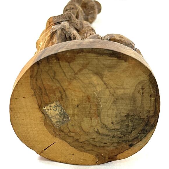 Hand Carved Olive Wood Figurine Woman with Water Jug at Well Folk Art 10.5” - Picture 6 of 6